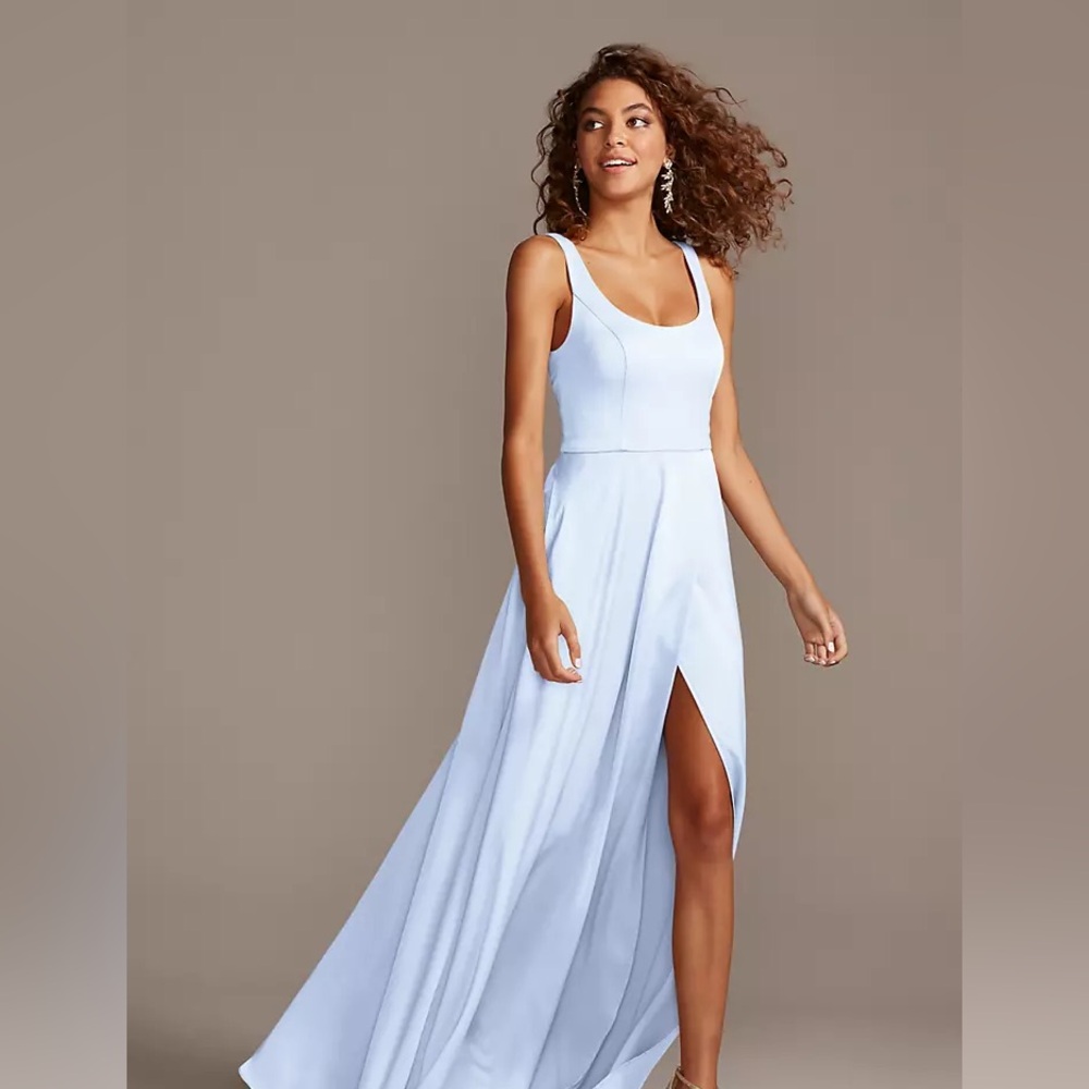 Celebrate David’s Bridal Studio Light Blue Bridesmaid Dress